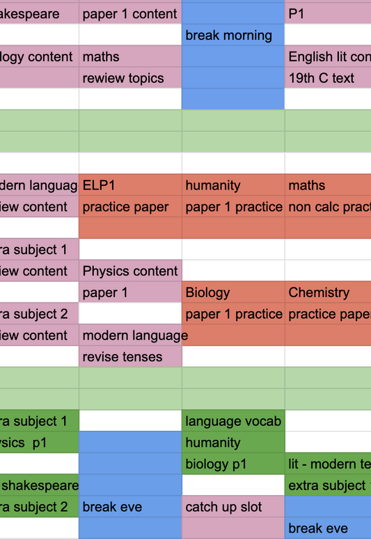 EASTER HOLIIDAY REVISION TIMETABLE