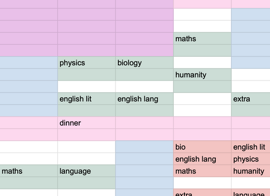 GCSE revision timetable 3h/day